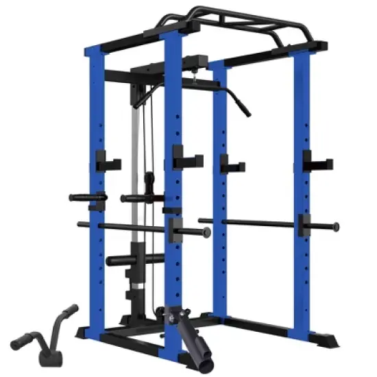 NAYSAYE Exercise Trainers Power Cage Adjustable with Pullup and Squat Rack 1000LBS Capacity for Home Gym and Living Room, Black and Blue, 55"*43"*86" image {5}
