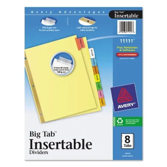 Avery Insertable Big Tab Dividers 8-Tab Letter 11111 image {8}