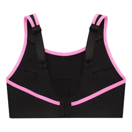 Glamorise Womens No-Bounce Camisole Sports Wirefree Bra 1066 Black/Pink image {4}