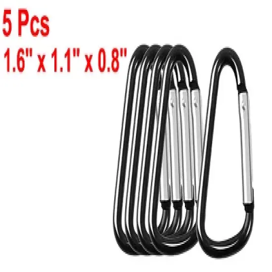 Unique Bargains Aluminum Hiking D-Ring Keychain Carabiner Hook Black 2.4" x 1.1" x 0.2" 8 Pcs image {5}