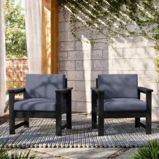 Hyleory HDPE 4-Piece Outdoor Sofa Set with Cushions, Conversation Set Including One Loveseat, Two Accent Chairs and a Coffee Table image {2}