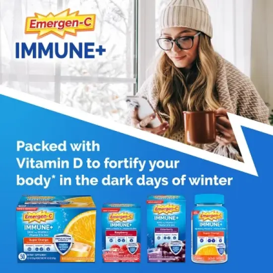 Emergen-C Immune+ Dietary Supplement Chewable Tablets with Vitamin D - Orange Blast - 42ct image {2}