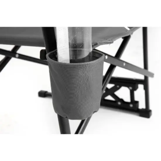DOMETOUR Freestyle Rocker Camping Chair, Portable Folding Rocking Chair with Armrests, Drink Holder & Comfortable Backrest - Grey image {7}