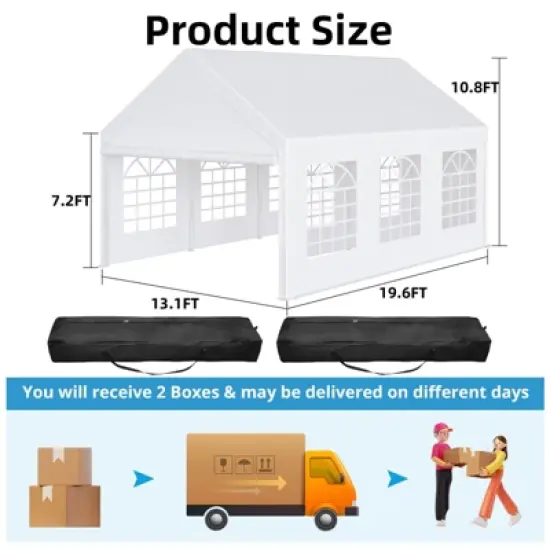 Party Tent, Outdoor Wedding Event Shelters, Heavy Duty Steel Canopy with Removable Sidewall Windows for Commercial and Parties image {2}