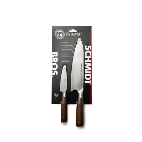 Schmidt Bros Cutlery 2pc Prep Knife Set Delta: Stainless Steel Blades, Wood Handles, Hand Wash, Lifetime Warranty image {2}
