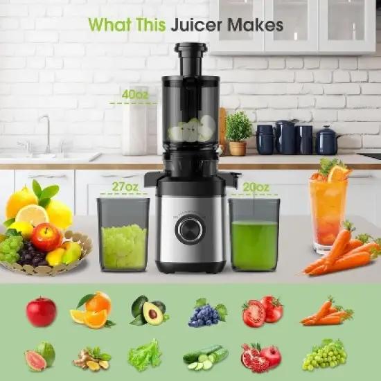 Teendow Cold Press Juicer Machine, High Juice Yield, Whole Fruit & Vegetable Extractor, BPA-Free, Slow Masticating Juicer image {1}