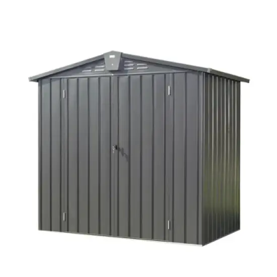 LOVMOR 6x4 FT Outdoor Storage Shed with Sloping Roof Galvanized Steel Frame, for Backyard Lawn or Patio of Bikes, Grills, Supplies, Tools, Toys image {7}
