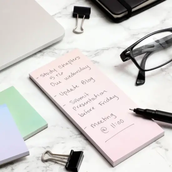 Paper Junkie 8 Pack Watercolor Pastel Sticky Notes, Gradient Color To Do Notepads (5.5 x 2.35 In, 50 Sheets Per Pad) image {1}