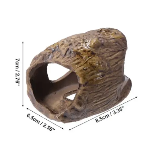 Unique Bargains Hiding Rock Small Fish Aquarium Decorations Ceramic Cave Brown 3.35"x2.76"x2.56" 1 Pc image {3}