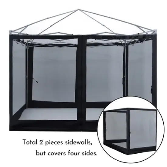 Aoodor Canopy Mesh Sidewall Replacement with 2 Side Zipper for 10' x 10' Pop Up Canopy Tent (Mosquito Net Only) image {5}