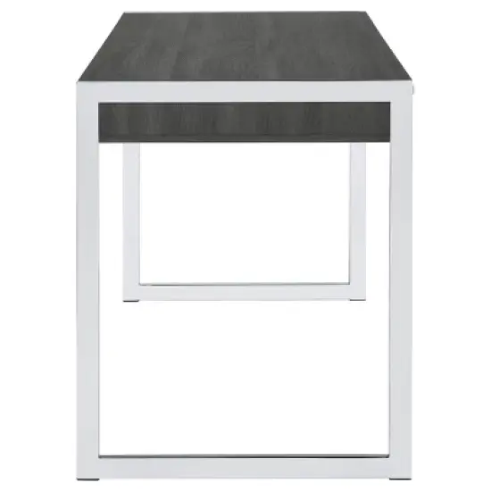 Wallice 2 Drawer Writing Desk with Chrome Base Weathered Gray - Coaster image {9}