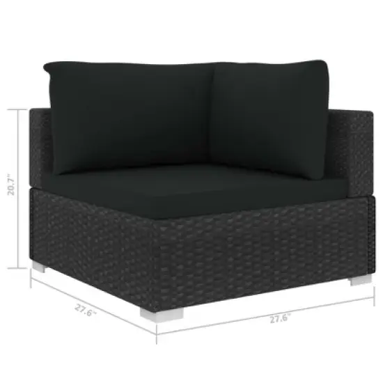 vidaXL Patio Lounge Set Set of 5 Black PE Rattan Modular image {7}