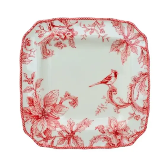 222 Fifth Christmas Lane 16pc Square Dinnerware Set Red image {2}