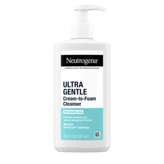 Neutrogena Ultra Gentle Cream-to-Foam Face Cleanser - Fragrance Free - 8.5 fl oz image {12}