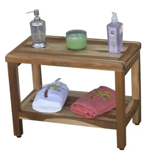 EcoDecors&reg; Eleganto&reg; 24" Teak Wood Shower Bench with Shelf in EarthyTeak Finish - Target Plus Natural 24"L x 13"D x 18"H image {4}
