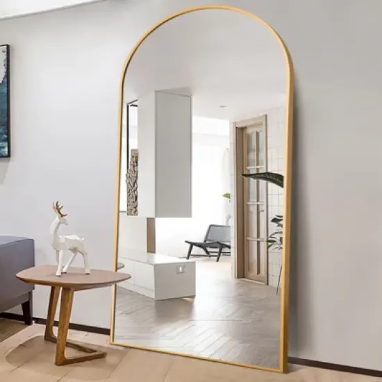 Rhea Arched Full Length Mirror 71"x31", Large Floor Mirror with Stand or Leaning Against Wall for Bedroom - The Pop Home image {4}