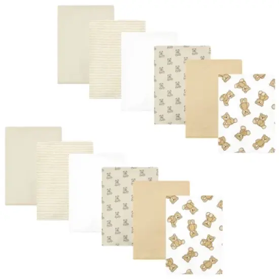 Hudson Baby Cotton Flannel Burp Cloths Bundle, Teddy Bears, One Size image {8}