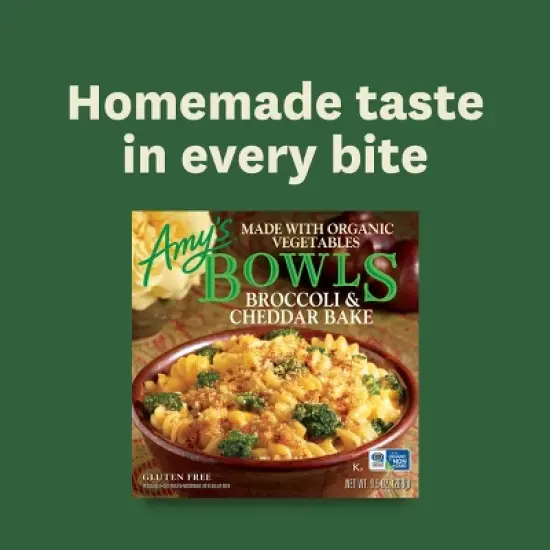 Amy's Gluten Free Frozen Broccoli & Cheddar Bake Meal Bowls - 9.5oz image {8}
