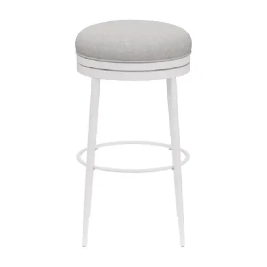Aubrie Backless 26" Swivel Counter Height Barstool Off White/Silver - Hillsdale Furniture image {3}