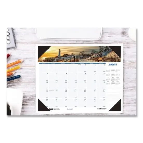 Earthscapes Recycled Monthly Desk Pad Calendar, Coastlines Photos, 22 x 17, Black Binding/Corners,12-Month (Jan-Dec): 2026 image {3}