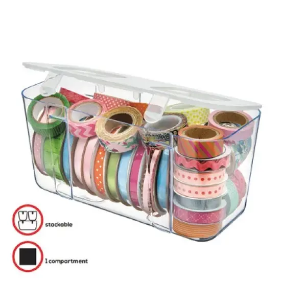Deflecto Stackable Caddy Organizer, Medium, Clear, 8.8" x 4" x 4.38" image {1}