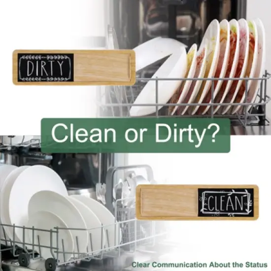 Unique Bargains Wood Kitchen Hotel Indicating Clean Dirty Sign Rectangle Dishwasher Magnet image {2}