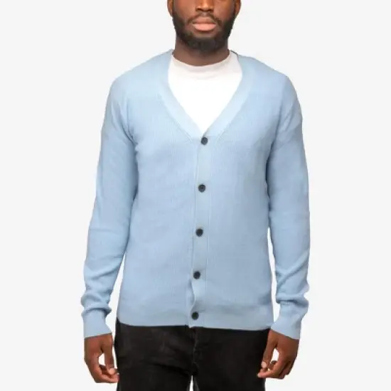 X RAY Men's Cotton Cardigan Sweater, V-Neck & Shawl Collar Soft Cable Knit Button Down Cardigan image {13}