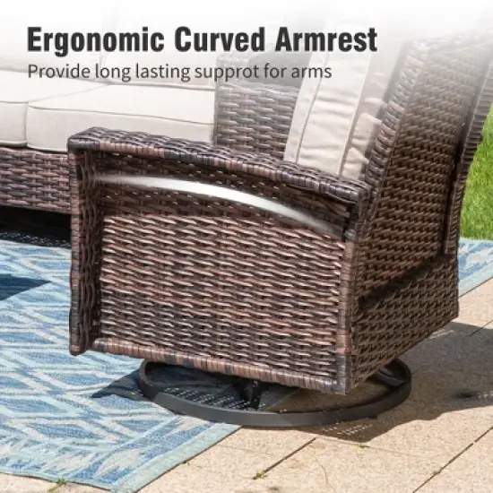 Captiva Designs 6pc Oversized Patio Outdoor Wicker Furniture Conversation Sofa Set with Coffee Table for Garden Yard Porch image {3}