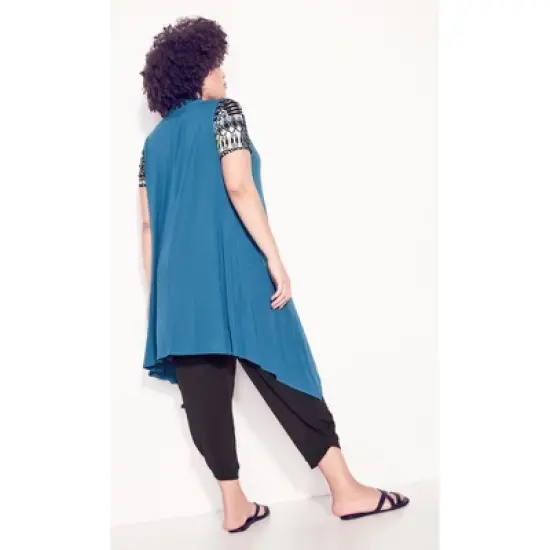 Women's Plus Size Kahlo Sleeveless Cardigan - blue | AVENUE image {2}