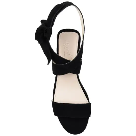 Journee Signature Womens Genuine Leather Hether Hook and Loop Block Heel Sandals image {3}