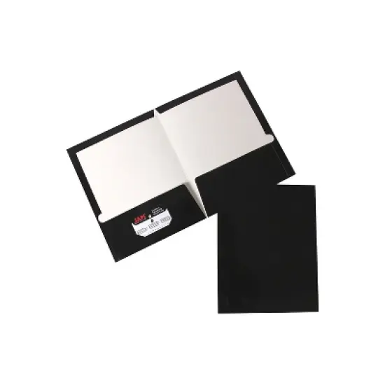 JAM Paper Laminated Two-Pocket Glossy Presentation Folders Black Bulk 25/Pack 385GBLD image {5}