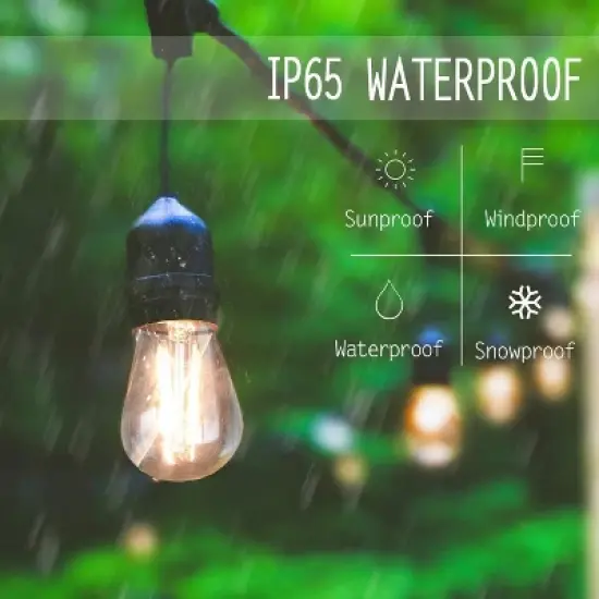 Itopfox Outdoor String Lights with 32 Antique LED Bulbs, IP65 Waterproof Hanging Cafe Market Lighting, Dimmable Warm White 2700K image {2}