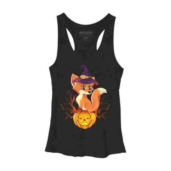 Women's Design By Humans Cute Witch Fox With Jack O Lantern Halloween Shirt By thebeardstudio Racerback Tank Top image {4}