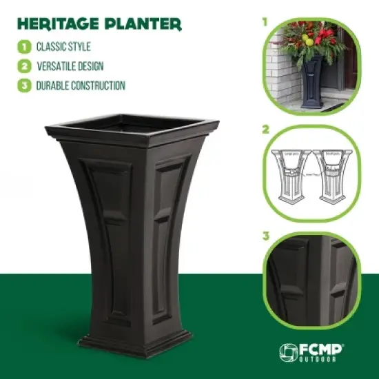 FCMP Outdoor Heritage Self Watering Outdoor Garden Patio Planter Pot, 2 Pack image {3}