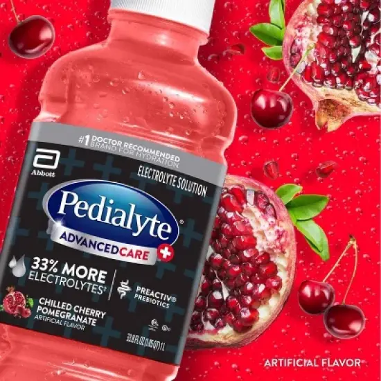 Pedialyte Advanced Care Plus Electrolyte Solution Hydration Drink - Chilled Cherry Pomegranate - 33.8 fl oz image {2}