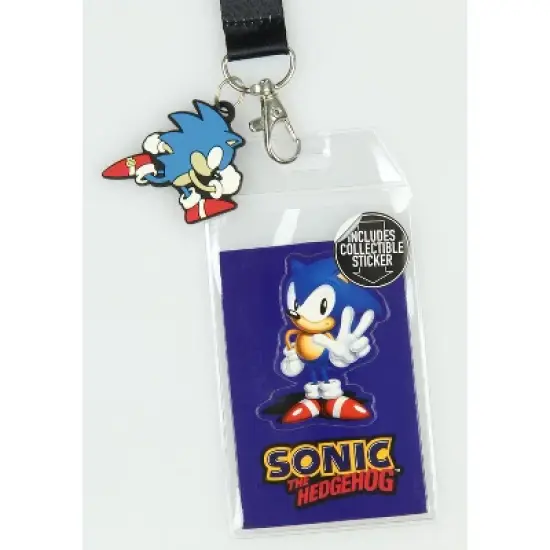 Sonic The Hedgehog Lanyard ID Badge Holder Classic Video Game Design w/ Rubber Charm and Collectible Sticker Multicoloured image {3}