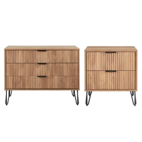 Manhattan Comfort Dumbo 2pc Modern 3 Drawer Dresser and 2 Drawer Nightstand Set image {18}