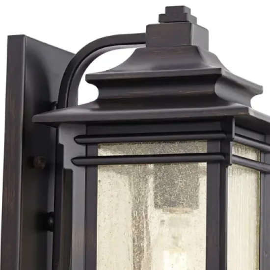 Franklin Iron Works Hickory Point Rustic Farmhouse Outdoor Wall Light Fixture Walnut Bronze 12" Frosted Cream Glass for Post Exterior Barn Deck House image {3}