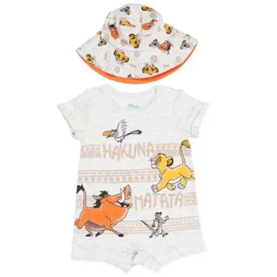 Disney Lion King,Mickey Mouse,Winnie the Pooh Simba Baby Romper and Sunhat Newborn to Infant  image {13}