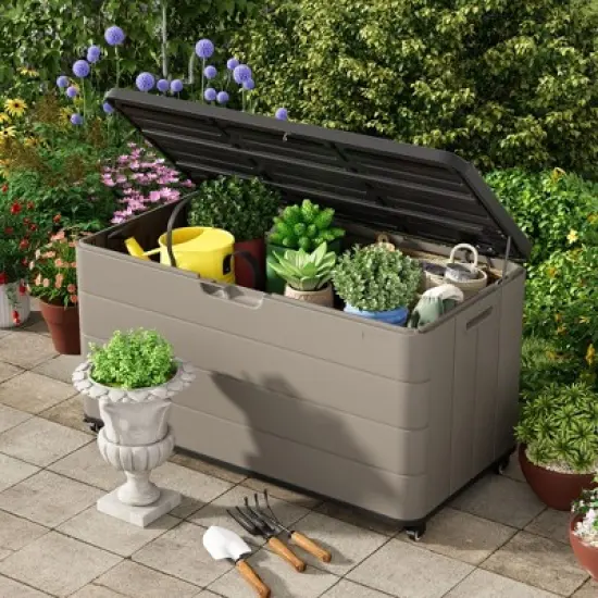 Yardgrace Multi Functional Outdoor Storage Box with Wheel Options image {14}