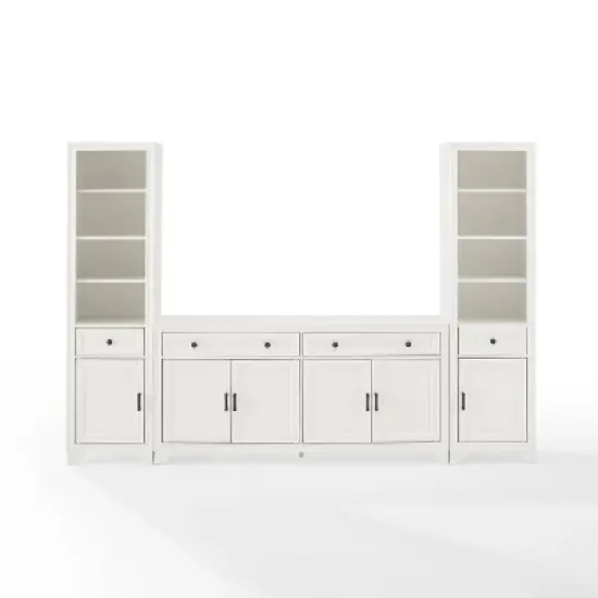 3pc Tara Sideboard and Bookcase Set Distressed White - Crosley image {7}