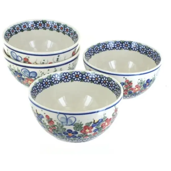 Blue Rose Polish Pottery 71-4 Vena Dessert Bowl Set image {6}