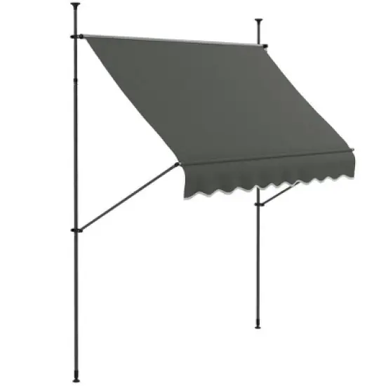 Resenkos Patio Awning, Outdoor Sun Shade Shelter Cover Awnings,8' x 4' Manual Retractable Awning, Non-Screw Patio Awning, UV Resistant, Dark Gray image {2}
