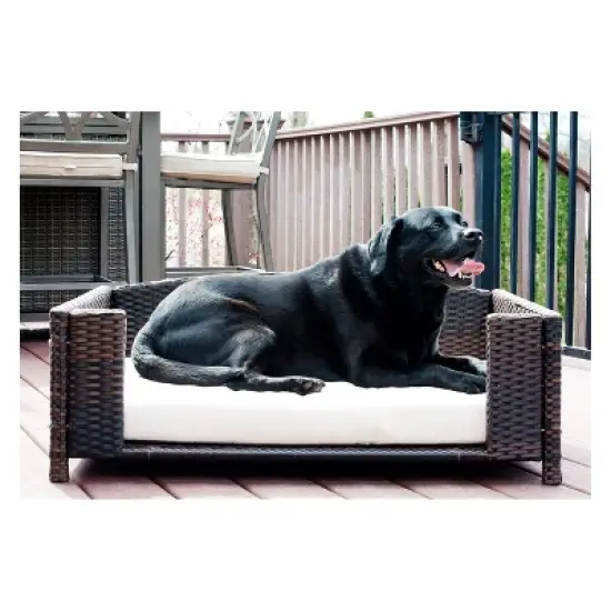 Iconic Pet Beds for Dogs and Cats - Rattan Rectangular Sofa - Brown image {9}