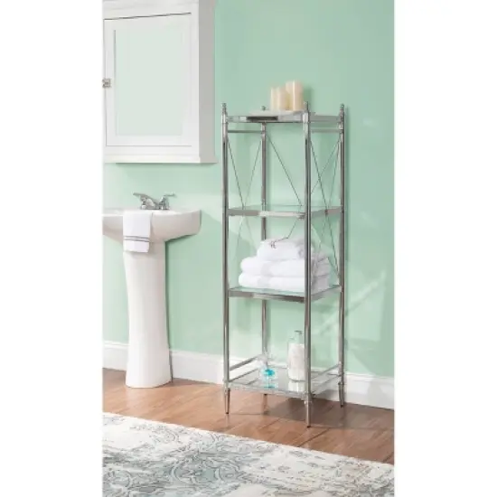 Pinnacle 4-Tier Shelf Chrome - Linon image {1}