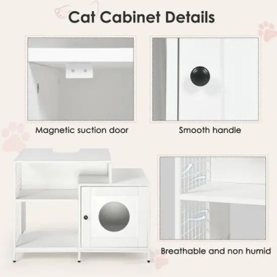 Cat Litter Box Enclosure, 2 in 1 Sink Vanity Cabinet with Hidden Litter Box, Hidden Litter Pet Washroom with Divider, Indoor Cat House for Litter Box image {3}