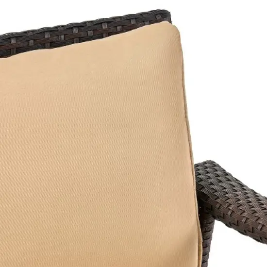 FIONECA Brown PE Rattan Outdoor Club Chair with Waterproof Cushion, Patio Single Sofa for Garden, Porch, or Poolside image {12}