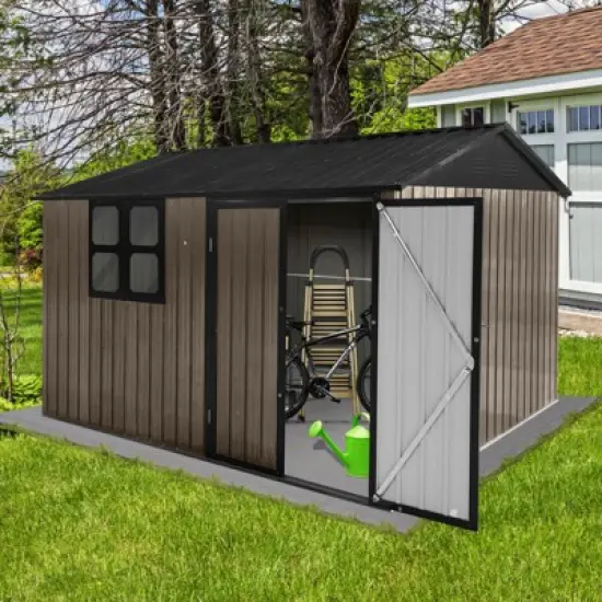 CAVINAS 10ftx8ft Outdoor Garden Shed Large Metal Storage Sheds with Hinged Door and Window for Backyard image {1}