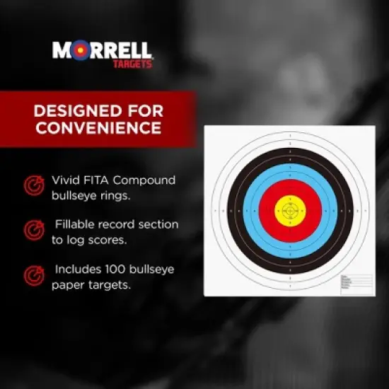 Morrell FITA Compound Bullseye Paper Shooting Targets, 17 x 17-Inch Sheets, for Indoor or Outdoor Ranges, Made with Wood-Free Printed Paper, 100 Count image {2}