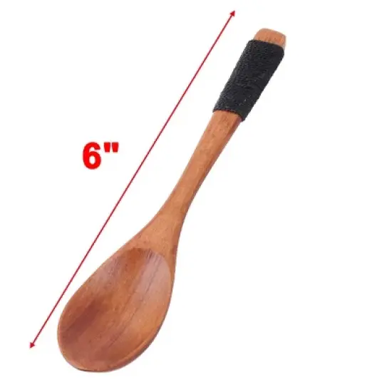 Unique Bargains Wood Kitchen Cooking Salt Candy Peper Holder Spoon 15cm Length 3pcs Brown image {1}